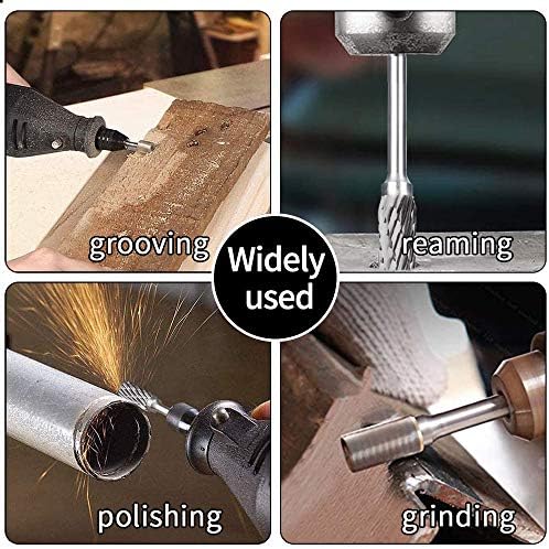 Tungsten Carbide Rotary Burr Set for Dremel, 10PCS Carbide Double Cut Carving Burr Bits with 1/8” Shank Rotary Tool Accessories for Woodworking, Engraving, Drilling, Steel Metal Working