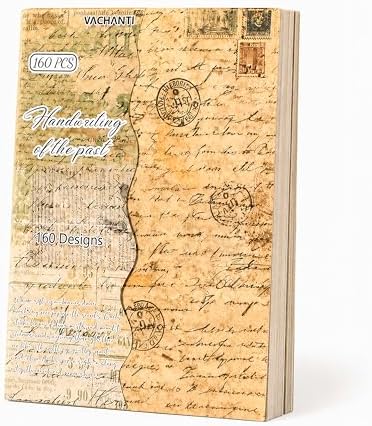 160 Sheets Vintage Scrapbook Paper Pack, Lightweight Decorative Paper Unique Designs, Junk Journal Supplies for Scrapbooking, Journaling, Decoupage, Collage, Card Making and DIY Crafts