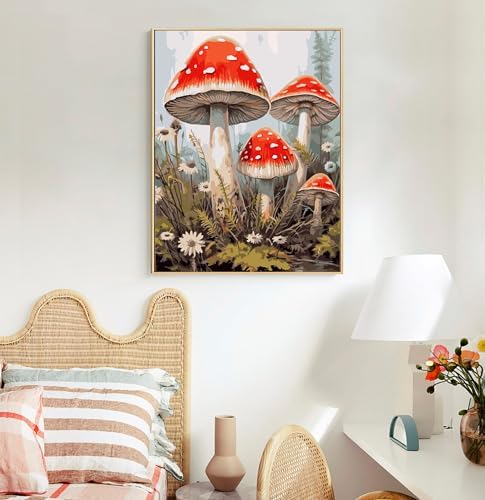 Paint by Numbers Kit for Adults, Mushroom DIY Acrylic Canvas Painting Set