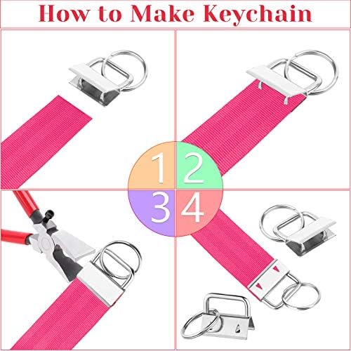 Key Fob Hardware Set, Shynek 50PCS Lanyard Key Fob Hardware 1 Inch with Key Fob Pliers Tool for Keychain and Wristlet Clamp Hardware Supplies