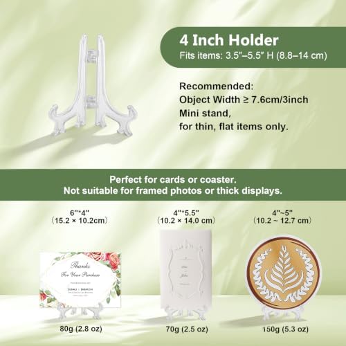 Artliving 4 Inch Clear Plastic Easels or Stand/Plate Holders to Display Pictures or Other Items at Weddings, Home Decoration, Birthdays, Tables (12 Pack)