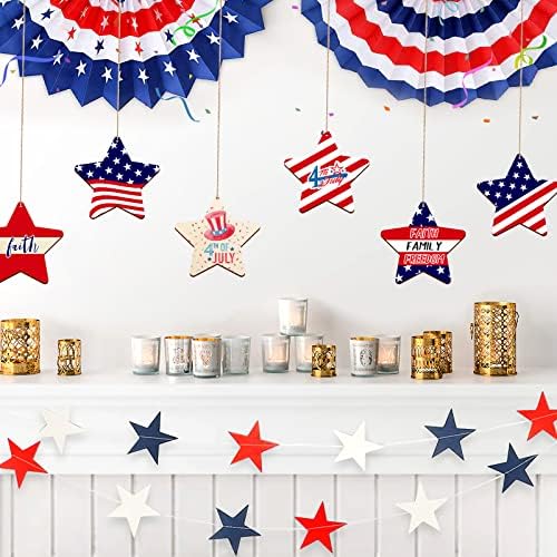 Large Size 7" Wooden Star Ornaments to Paint, DIY Blank Unfinished Wood Ornament for Crafts Hanging Decorations,Halloween Christmas Thanksgiving Flag Day Decorations Gifts