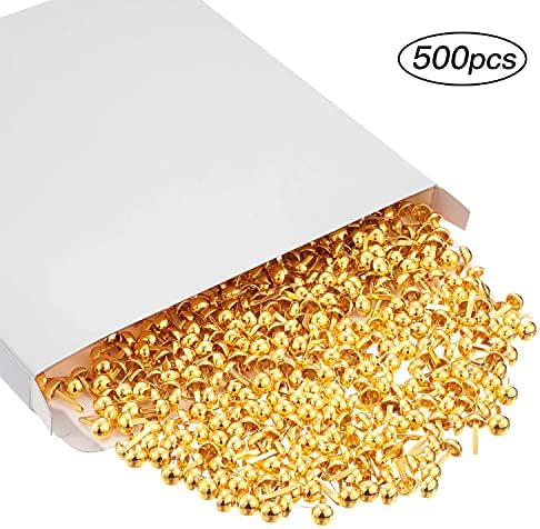 Hotop 500 Pcs Brad for Paper Crafts Metal Paper Fasteners,Golden