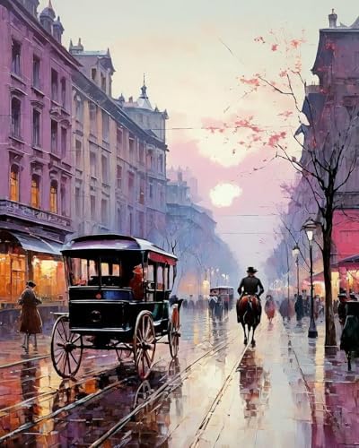 Possoco Paint by Numbers Kit for Adults Beginner, London Street Easy Adult Paint by Number Kits on Canvas, DIY Acrylic Oil Paint by Number for Adults Landscape for Home Decor Gift 16x20 Inch