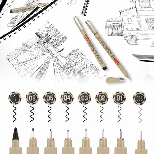 GETHPEN Micro Fineliner Pens, Fine Line Waterproof Pigment Ink Set, 8 Pack