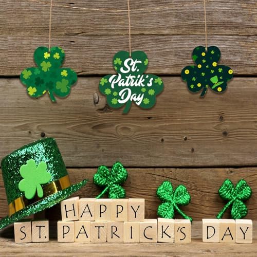 30Pcs St. Patrick's Day Leaves Unfinished Paintable Blank Wooden Festival Decoration Lucky Clover Ornaments to Paint, Hanging Wood Slices for Kids DIY Art Crafts Home Farmhouse Spring Decor
