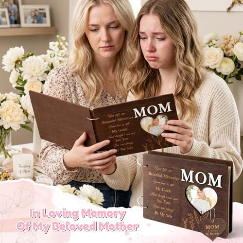 CY2SIDE Mom Memorial Gifts Photo Album – 110PCS In Loving Memory of Mom Wooden Scrapbook Kit Sympathy Gift for Loss of Mother, Bereavement Keepsake Grief Journal for Mother’s Day & Grieving Family