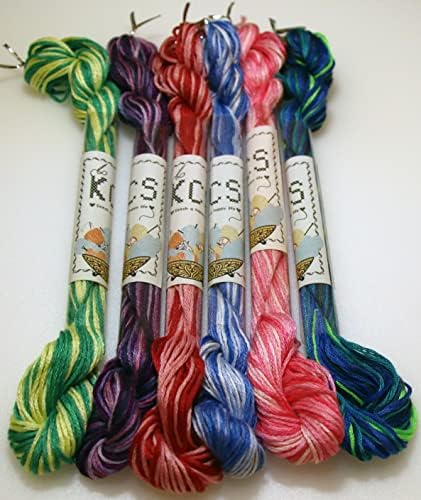 KCS Big skeins of 25 Meters Size 25 Color Variegated Cross Stitch Stranded Threads,6 skeins,03