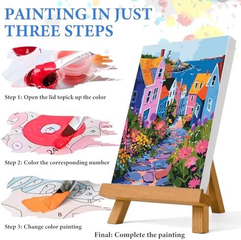 PRASIO Paint by Numbers Kit for Adults Beginner, Landscape Easy Adult Paint by Number Kits on Canvas, DIY Acrylic Watercolor Oil Paint by Number for Adults for Home Decor Gift 16x20 Inch