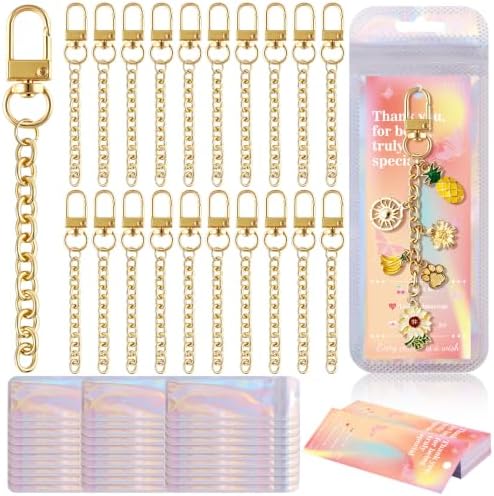 Wurosi 30 Pcs Metal Keychain Making Kit, Bag Charm Chains,Gold
