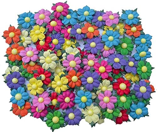 Handmade 100 Pcs Lovely Mulberry Paper Flowers 30x30mm Scrapbooking Wedding DIY Craft Supplies Card Paper Flowers Craft Projects Artificial Flowers. (.10 Colors..)