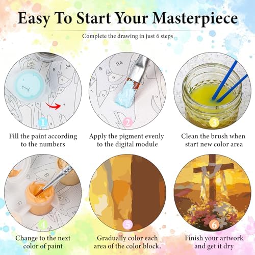 Dawnsphere Cross Paint by Numbers Kit for Adults Without Frame 16x20 in