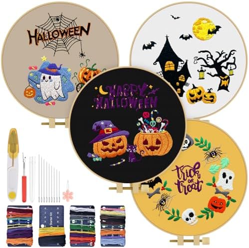 TINDTOP Halloween Embroidery Kit for Adult, Embroidery DIY Starter Kit