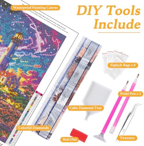 Diamond Art Kits for Adults & Beginners, Lighthouse Diamond Painting Kit