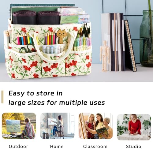 Craft Organizer Tote Bag with Multiple Pockets,Scrapbooking Art Storage
