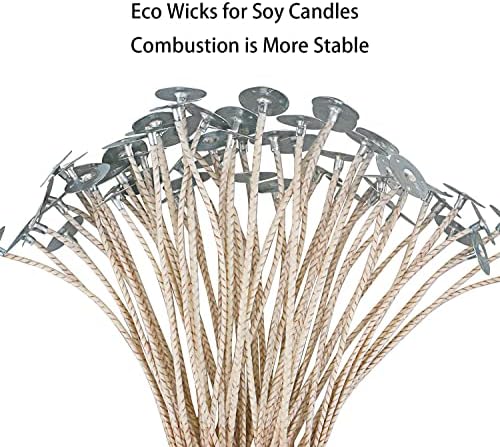 100pcs ECO 16 Wicks for Soy Candles, 6 inch eco Pretabbed Candle Wicks for Candle Making,CD 22 Thick Candle Wick with Base