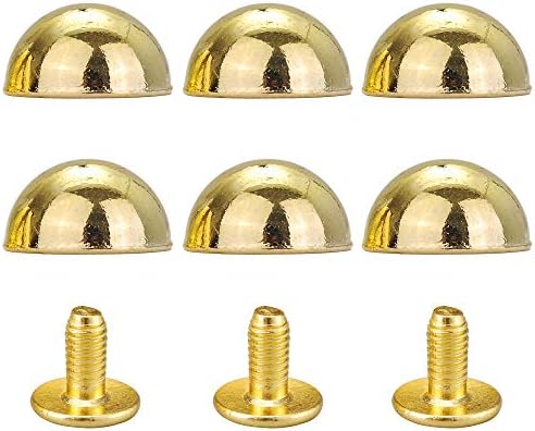 YORANYO 20 Sets 15X8MM Dome Spikes and Studs 19/32" Handbag Feet Gold Color Round Spikes Screw Back Studs and Spikes for Clothing Shoes Leather Craft Belts Bags Accessories with Installation Tool