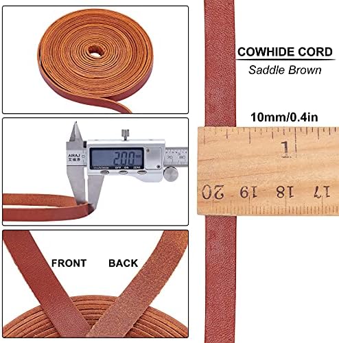 GORGECRAFT 197 Inch 10mm Brown Leather Strap Belt Blank Strips Full Grain Faux Flat Genuine Leather Cord for Jewelry Making DIY Craft Projects Belts Keychains Pet Collars Leather Watch