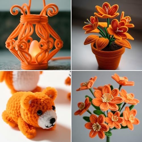 Caydo 200 Pieces Orange Pipe Cleaners for Flowers Making