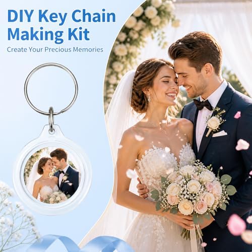 100 Pcs Photo Insert Keychain, Clear Acrylic Picture Keychains Round Blank Picture Frame Keyring Holder for DIY Crafts Wedding Bridal Party Favors Small Business Branding