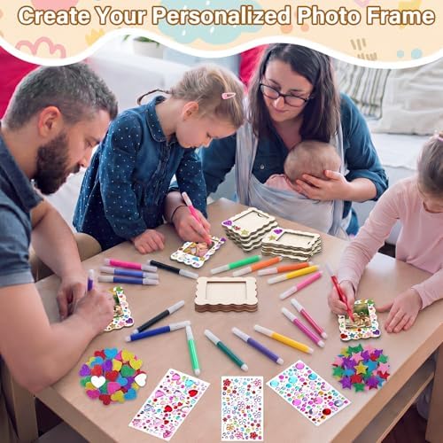 Yalikop 20 Pack Mini Picture Frame Crafts Wooden Magnetic Photo Frame, Wavy