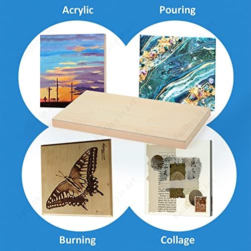 Falling in Art 4 Pack 6x12’’ Unfinished Birch Wood Panels Kit for Painting