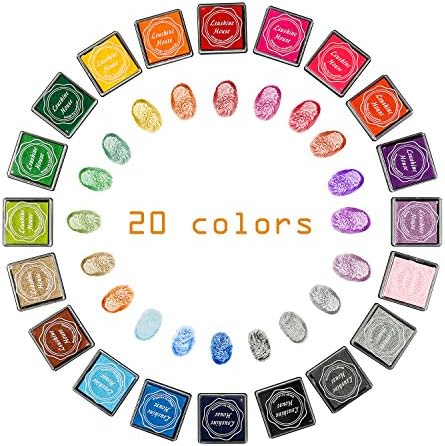Lsushine Craft Ink Pads, 20 Colors Rainbow Finger Ink Pads for DIY Stamping