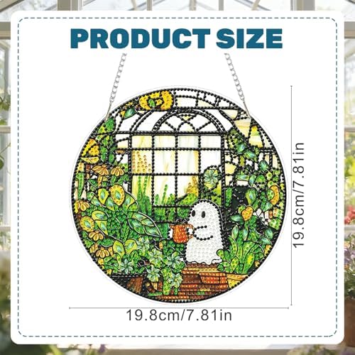 CRZMODE Ghost Diamond Art Hanging Kit for Adults, Ghost Pendant Diamonds Painting Art Kit, Special Crystal Diamond Art Painting Pendant Ornament, Craft Gift for Women Home Window Decor
