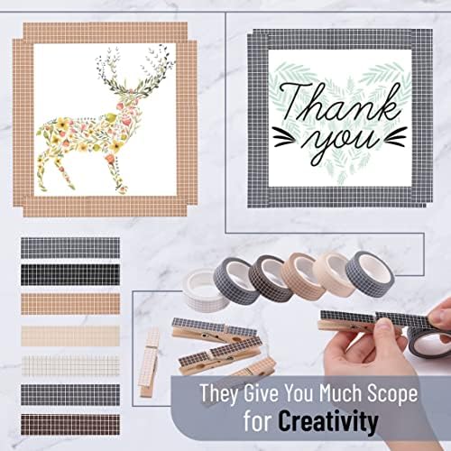 Mr. Pen- Washi Tape Set, 0.6", 7 Rolls, 9 Yards/Roll | Washi Tape for Scrapbook, Arts, Crafts, Journals and Planners, Grid