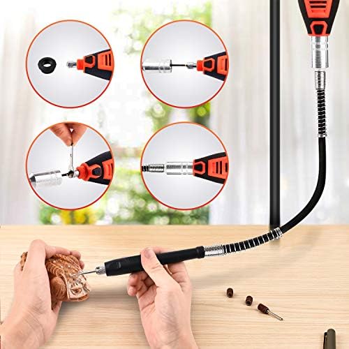 GOXAWEE Mini Rotary Tool Kit with Flex Shaft -140Pcs Accessories, Orange
