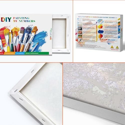 JOOZ Paint by Numbers Kit for Adults with Frame, Landscape Paint by Number