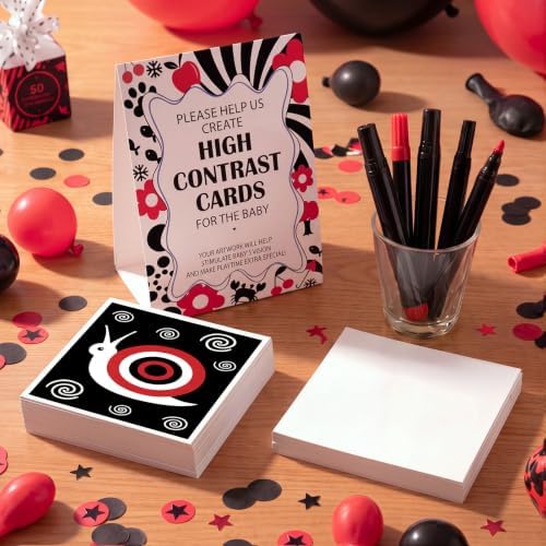 Sinload 56 Pcs Baby Shower DIY High Contrast Card Games, Cute