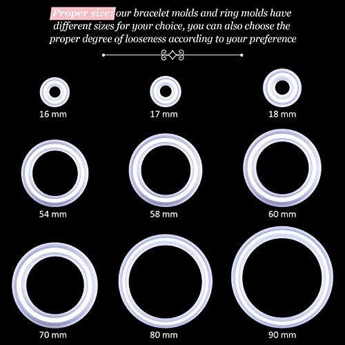 Syhood 9 Pieces Resin Bracelet Molds Silicone Round with Ring Mold Set