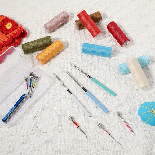 13 PCS Punch Needle Kit Embroidery Punch Needle Tool Punch Needles with Handles Punch Embroidery Kit with 10 Sizes Embroidery Tool Punch for Adults Beginner Cross Stitch DIY Craft