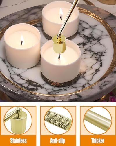 YOUTUOY 4 in1 Candle Accessory Set with Rechargeable Candle Lighter, Candle Wick Trimmer, Candle Wick Snuffer, Candle Wick Dipper, Candle Care Kit (Gold)