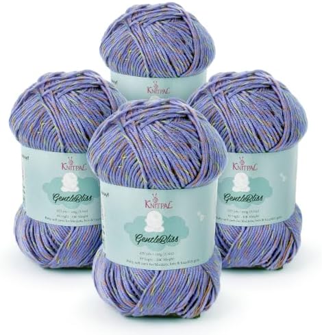 GentleBliss DK Acrylic Soft Baby Yarn, 4Pack (880Yds/400G)Periwinkle Purple