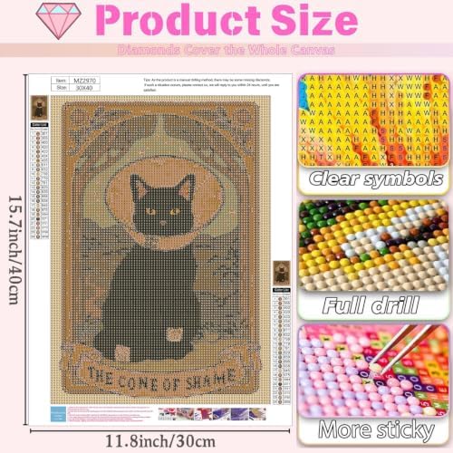 Diamond Art Kits for Adults,Cat Diamond Painting for Beginners,12 x 16 Inch