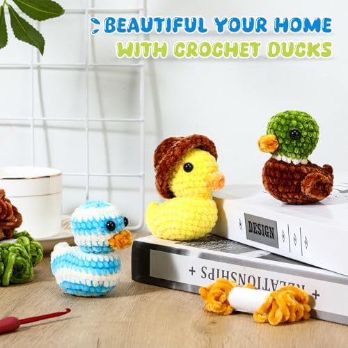 XunYee 3 Pcs Little Ducks Crochet Kit DIY Amigurumi Set Wth Complete Tools