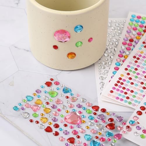 Gem Stickers for Crafting, Face, Eye, and Body Makeup, DIY Decoration, Kids' Rewards (Gem Stickers A 8 Sheets)