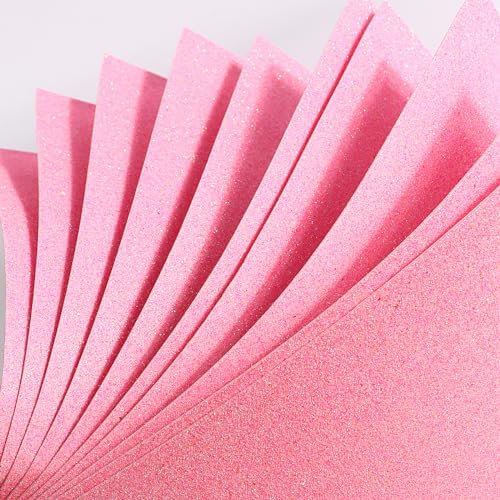 10 Sheets Glitter Paper Sheet for Crafts, A4 Cardstock Self-adhesive Paper for Easter Apirl Fool's Father's Day Decor Table Decorations, Construction Scrapbook Decoration (Pink)