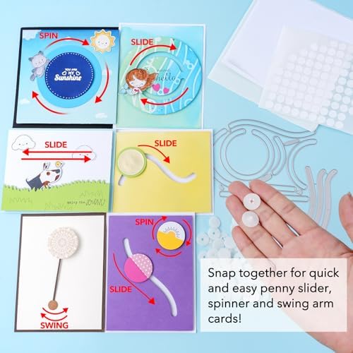 200 Pairs Snap'n Slides for Making Slider Card Spinner Swing Arm Cards; Round Interlocking Disks Easy Interactive Elements Snap and Spin for Card Making DIY Scrapbooking Paper Crafts Projects