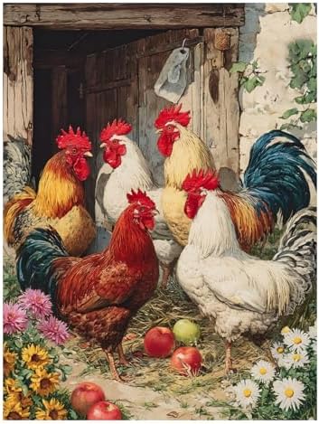 XTCIXAL Diamond Art Kits for Adults, Chicken Diamond Painting, 12x16 Inch