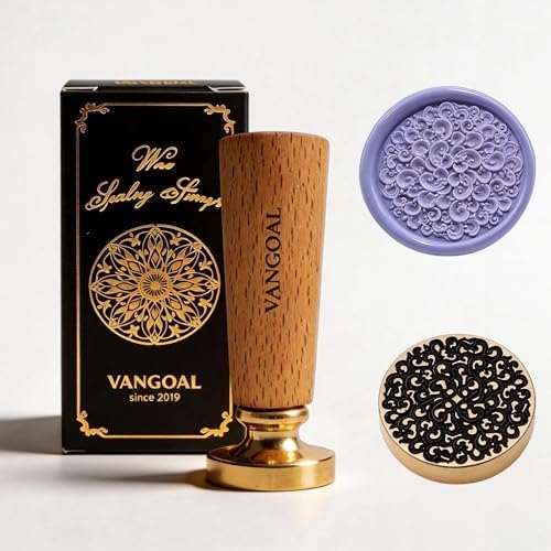 VANGOAL Wax Seal Stamp, Floral Series, 3D Embossed Brass Stamp Head with Wooden Handle, Vintage Sealing Kit for Wedding Invitations, Envelopes, Gift Wrapping, Letters and Crafts (Floral-A)