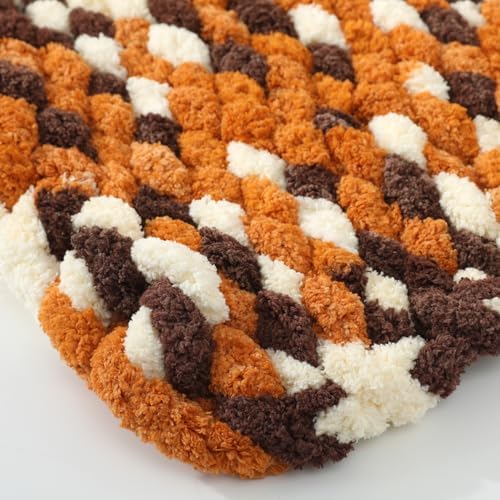 Chunky Chenille Yarn - Bulky Thick Fluffy Yarn for Crocheting and Knitting Blankets, Soft Plush Yarn, 8 Jumbo Pack 30.5 (Cappuccino)