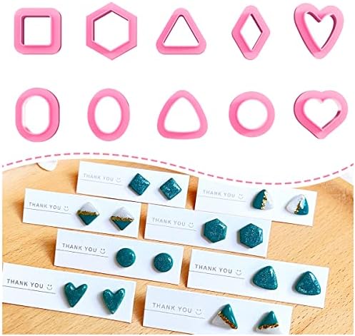 Keoker Polymer Clay Cutters - Geometric Clay Cutters, Polymer Clay Cutters for Earrings Jewelry Making, 10 Shapes Regular Clay Earrings Cutters