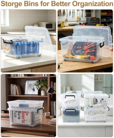NUMIFUN 15QT Storage Bins with lids, Stackable Space Saver for Family