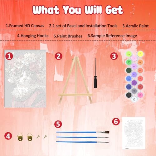 MAXBYE Framed Paint by Numbers Kits for Adults Beginners with Wooden Easel, Queen Cat Art Kit Crafts with Frame, DIY Canvas by Numbers for Gift Home Wall Decor10×14 in