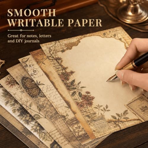 Vintage Scrapbook Paper- 192 Aesthetic Decorative Craft Pages, (4.3" x 6") for Junk Journaling, DIY Collage, Travel Diary & Scrapbooking Supplies
