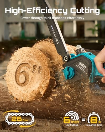 SEESII 2-in-1 Electric Pole Saws for Tree Trimming, Brushless Motor | 2 x 4000mAh Batteries,Hand Held Mini Chainsaw Cordless 6 Inch with Extension Pole for Tree Limb Branch Cutter