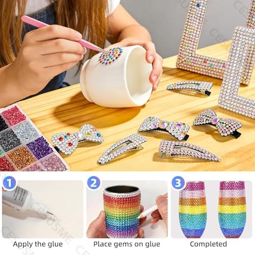 28000Pcs Color Rhinestones Bedazzling Kit, Light Pink Resin Gems for Crafts